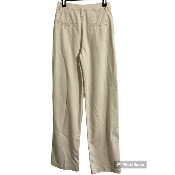 ZARA Asymmetric Waist Wide Leg Jeans Cream Size 4 - Picture 3 of 10